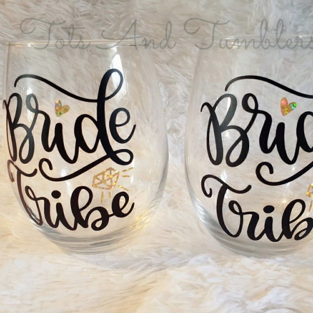 Set of 2 Bride Tribe 21oz Stemless Wine Glasses